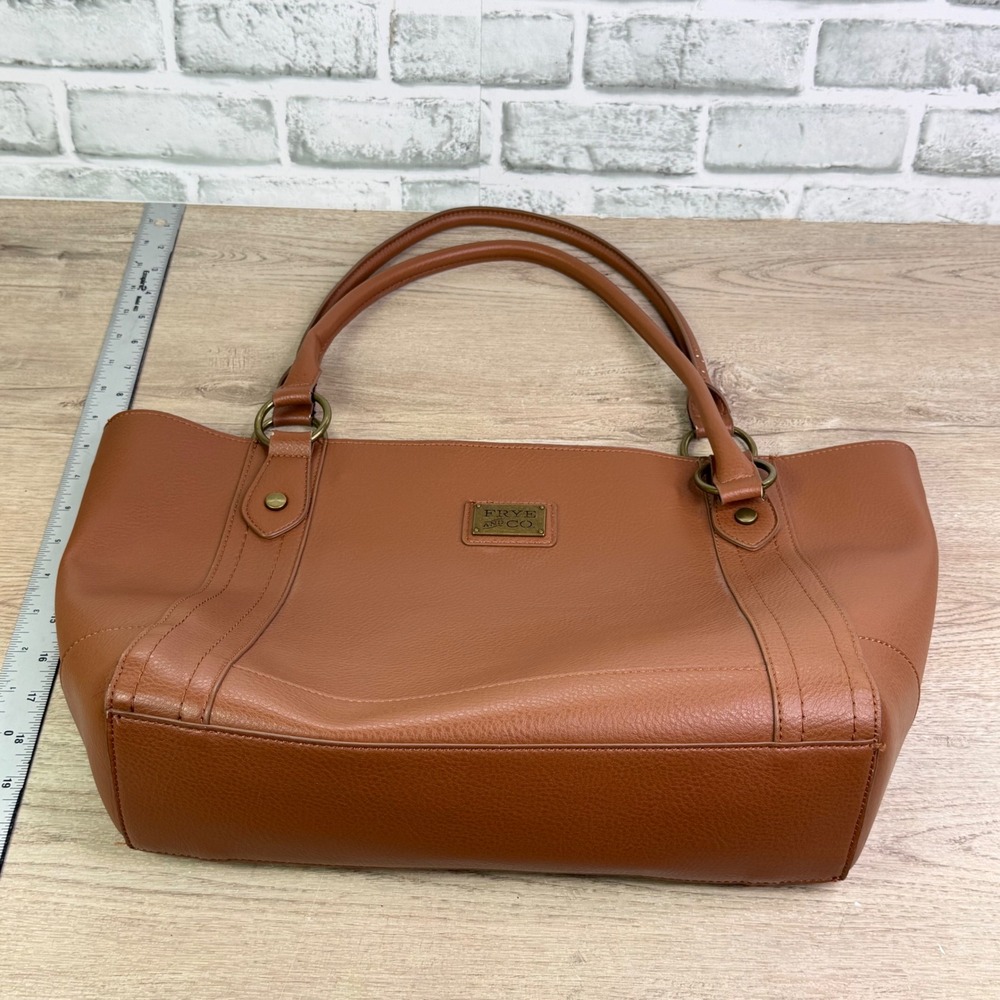 Frye and Co. Pebbled Faux Leather Tote Bag Cognac Large OS